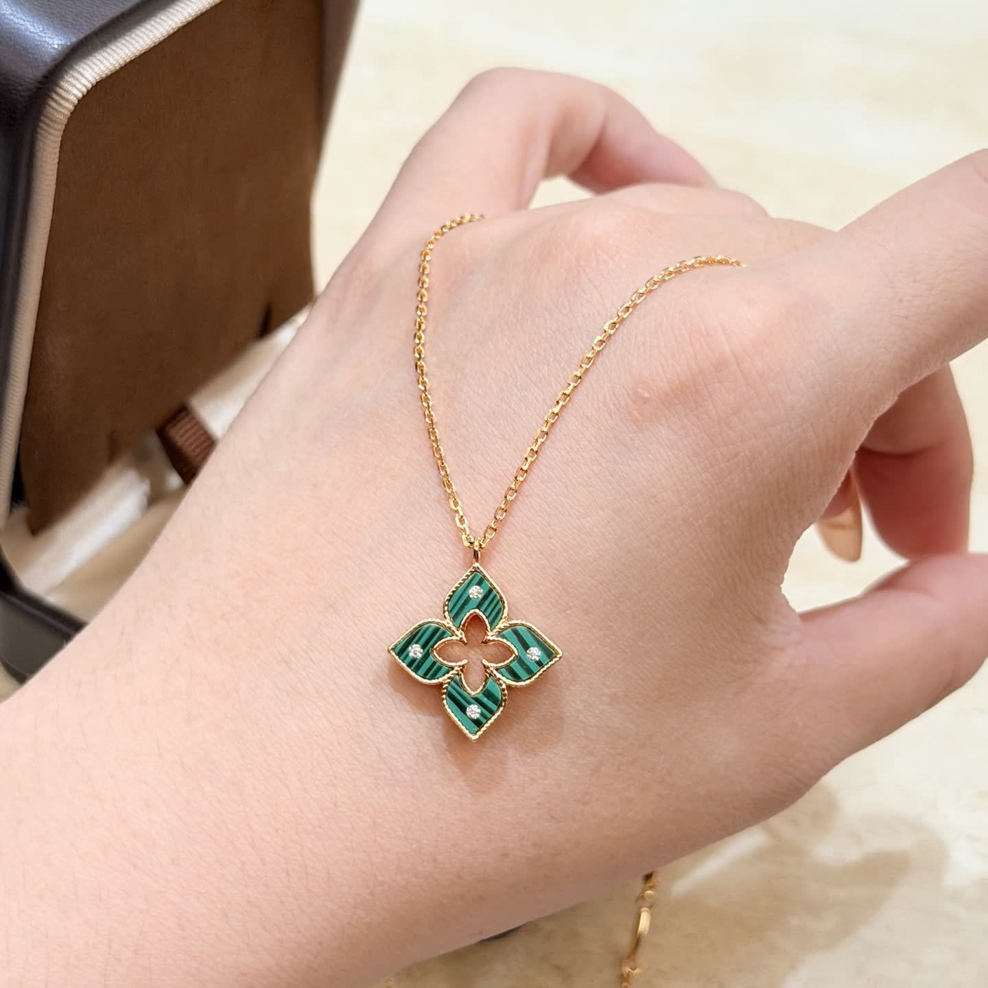 Van Cleef & Arpels Alhambra Gold and Enamel Diamond Necklace